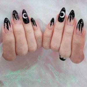 24pcs Medium-Length Acrylic Almond-shaped nails.