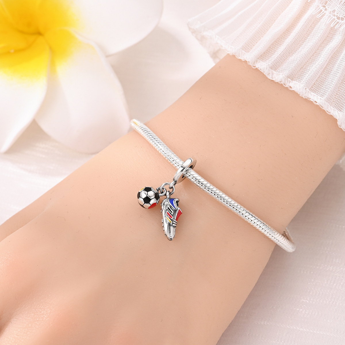 Football DIY Bead Pendant Bracelet