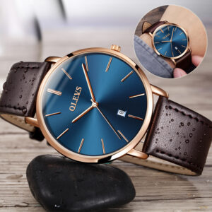 Mens Leather Sports Quartz Wristwatch