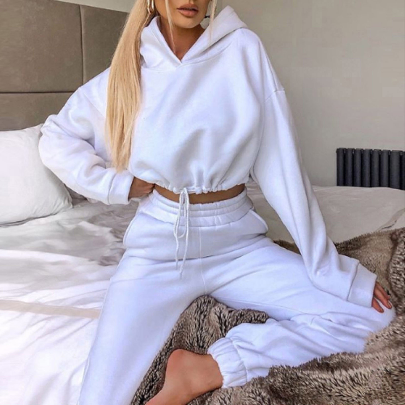 2 Piece Sexy Long Sleeve Sweatsuits Tracksuits For women - Image 3