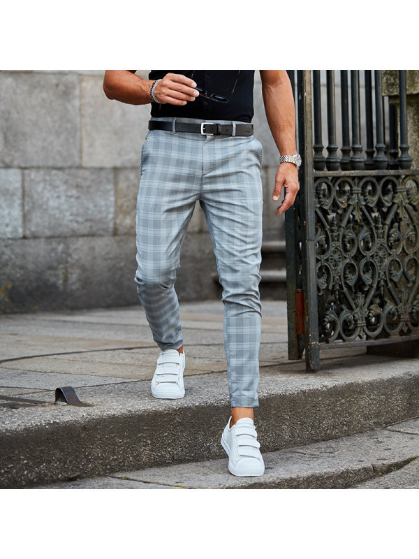 Plaid Print Men's Casual Trousers - Image 4