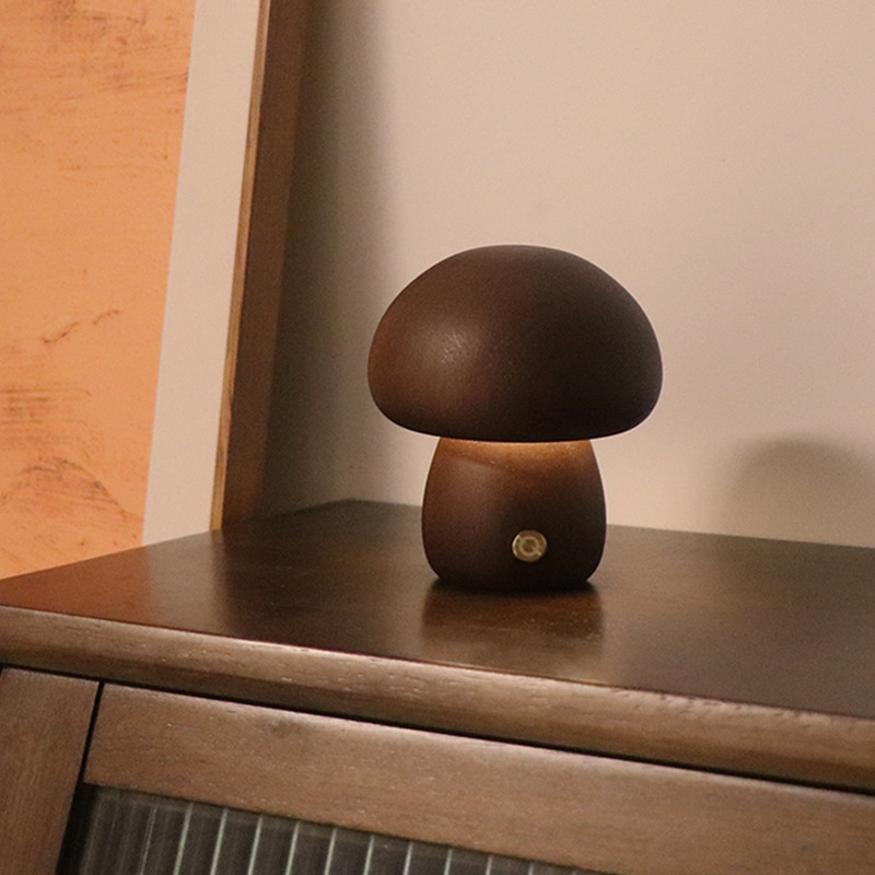 INS Wooden Mushroom LED Night Light - Image 7