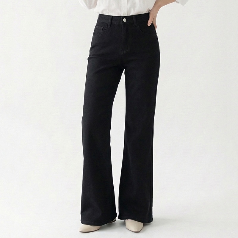 Denim Cotton Slim-fit Stylish Flared Pants - Image 5