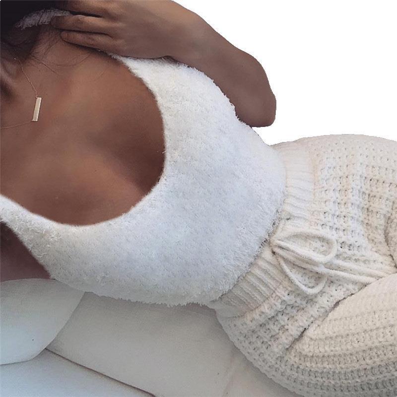 3pcs Womens Long Sleeve + Crop Tank Top And Drawstring Shorts Pajama Set - Image 9