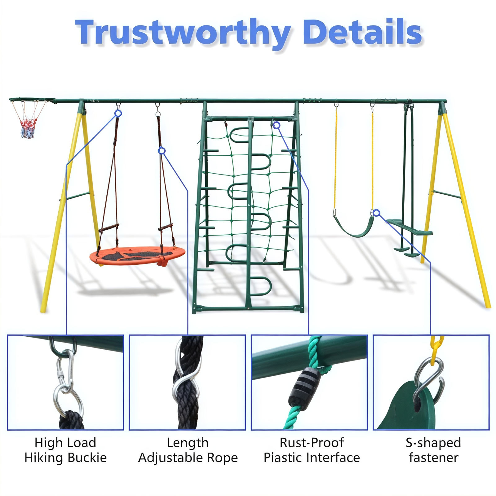 PIMDIR Outdoor Metal Swing Set - Image 5