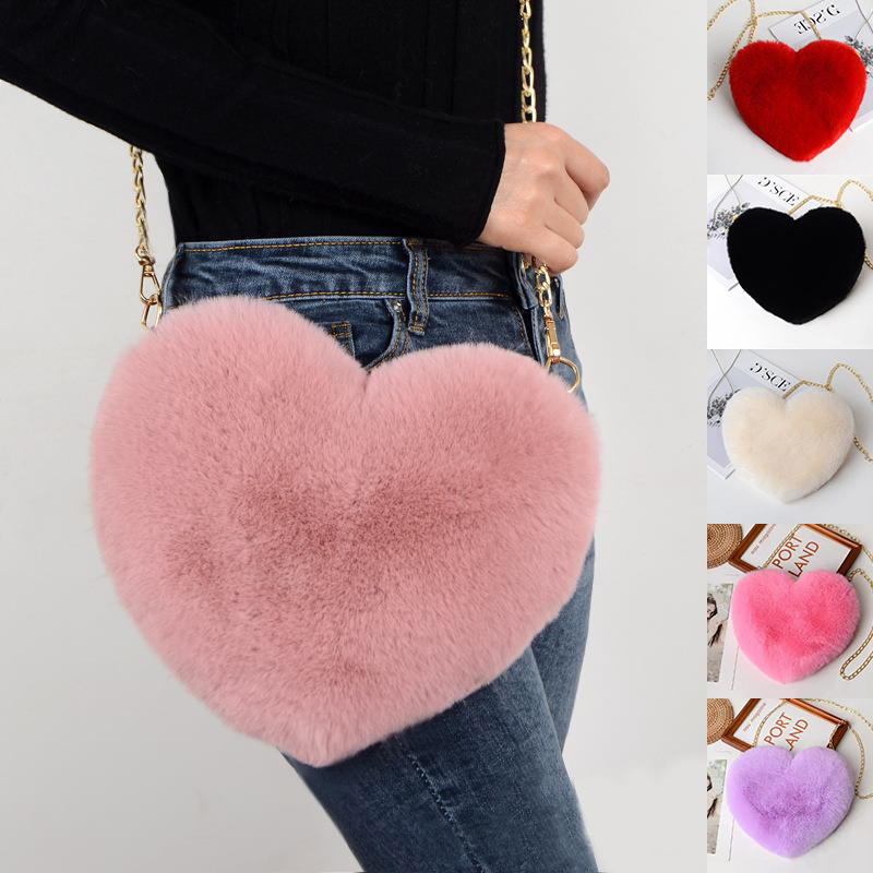 Plush Shoulder Love Bags For Women