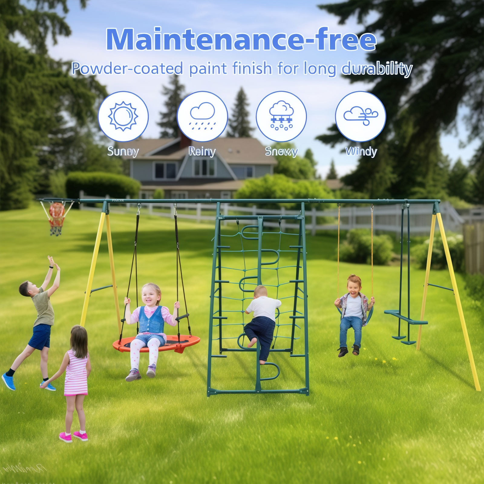 PIMDIR Outdoor Metal Swing Set - Image 3