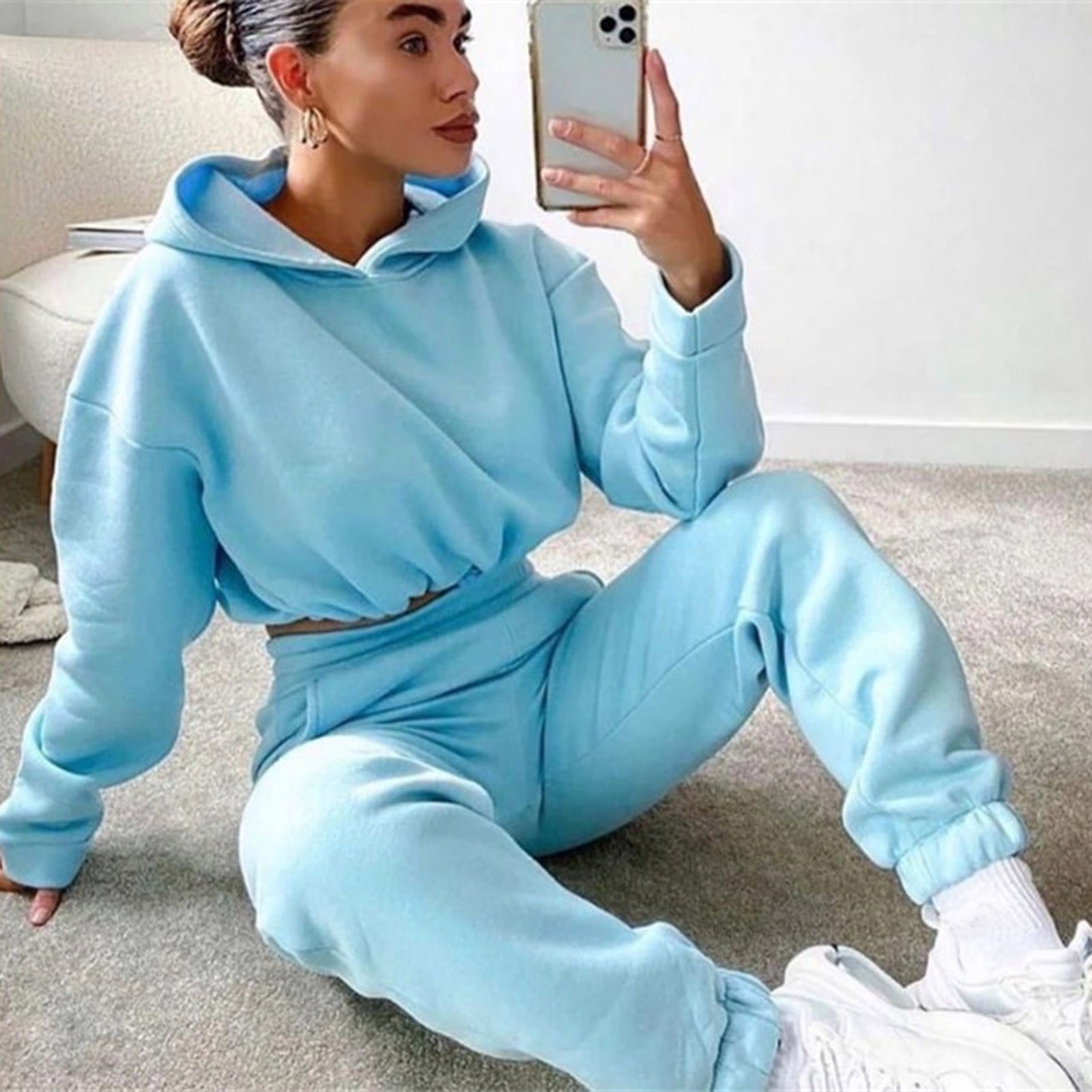 2 Piece Sexy Long Sleeve Sweatsuits Tracksuits For women - Image 6
