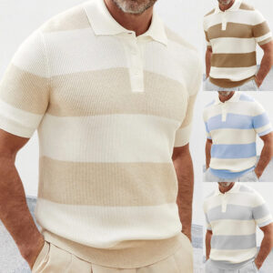 Mens Summer Fashion Lapel Short Sleeve Sweater