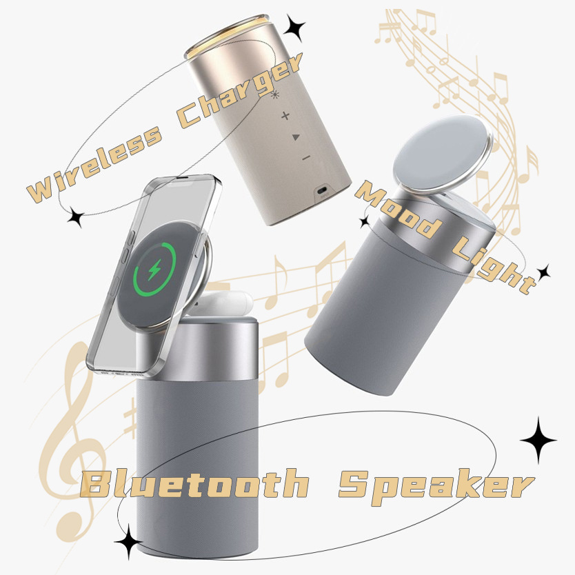 3 In 1 Wireless Charger + Portable Bluetooth Speaker With Touch Lamp For IPhone And AirPods - Image 3
