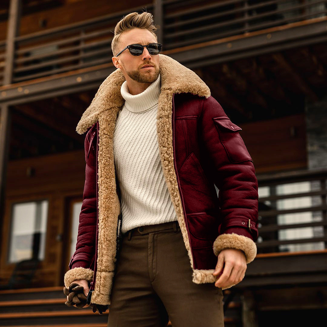Winter Mens Military Fleece Warm Jackets With Fur Collar - Image 5
