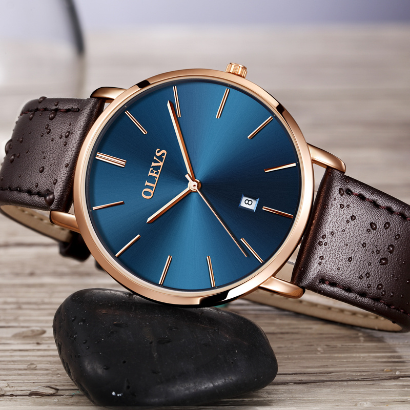 Mens Leather Sports Quartz Wristwatch - Image 3