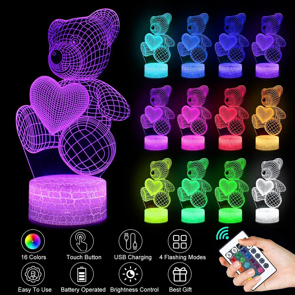 Remote control 3D Acrylic Night Light Christmas Decorations