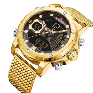 Dual-Display Stainless Steel Sports Watch