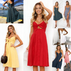 Women Summer Backless & Sleeveless Sheath Female Party Dresses.