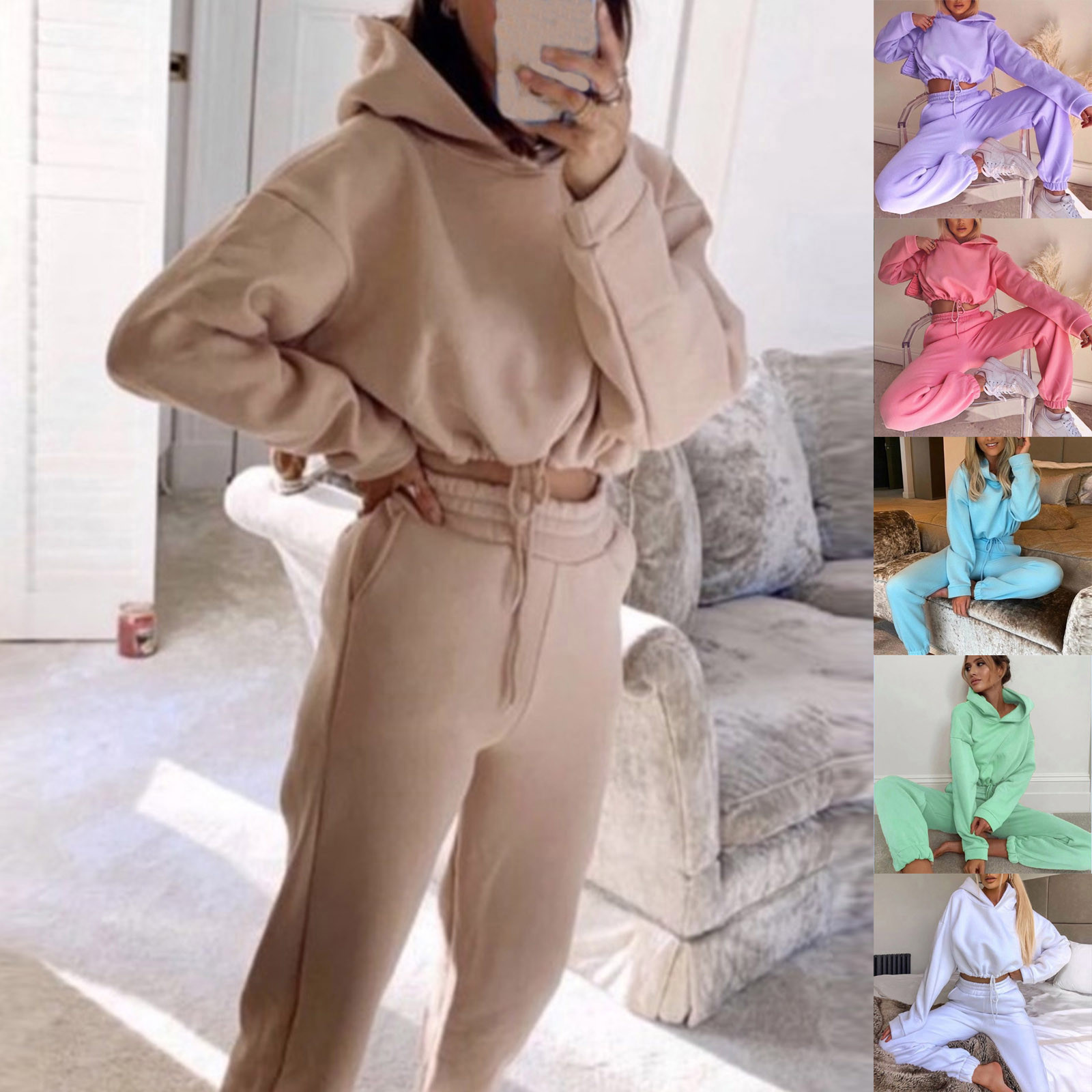 2 Piece Sexy Long Sleeve Sweatsuits Tracksuits For women - Image 5