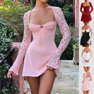 Sexy Corset Backless Lace Up Short Dress .