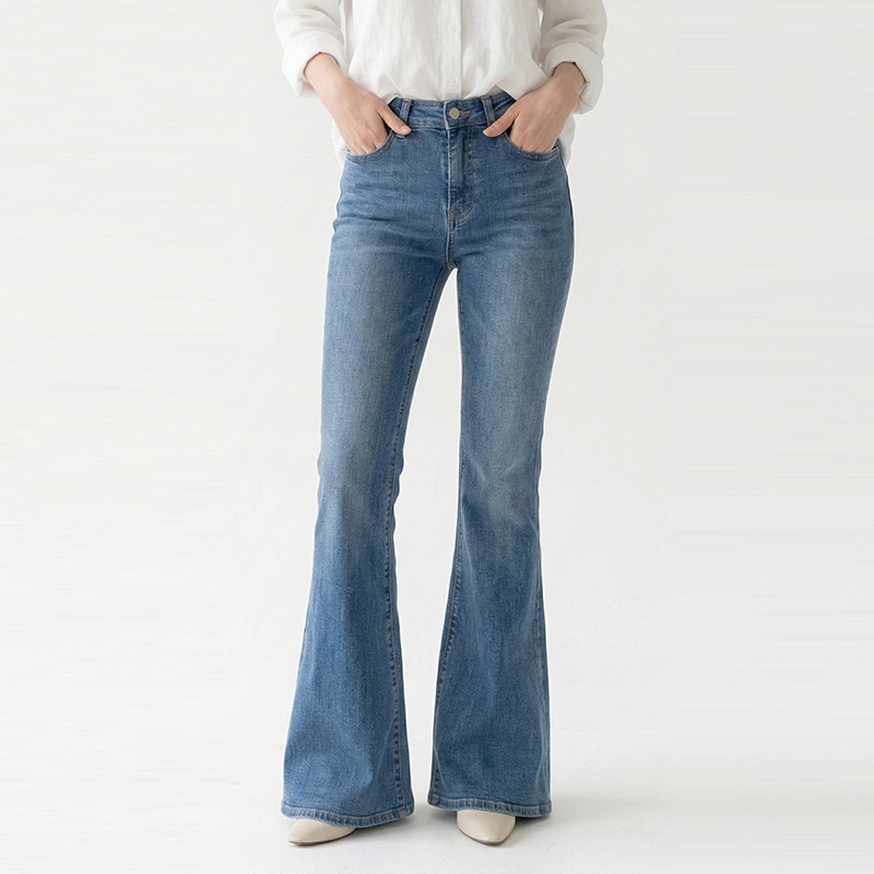 Denim Cotton Slim-fit Stylish Flared Pants - Image 3