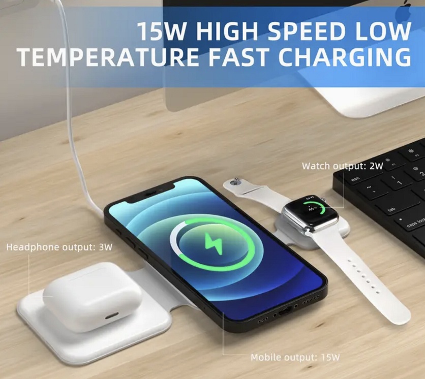 3 In 1 Magnetic Foldable Wireless Cell Phone Charger - Image 6