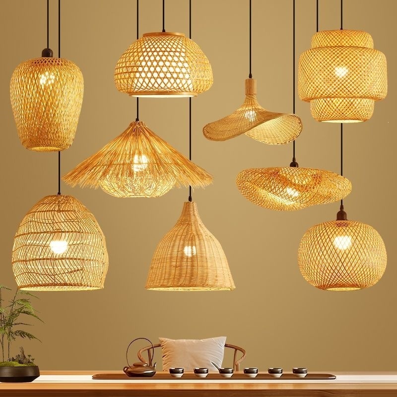 Bamboo-woven Pendant Lamp.