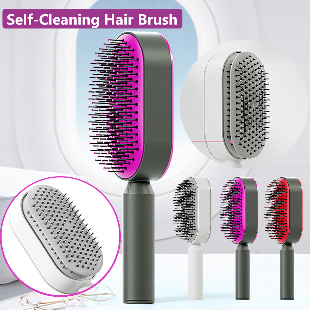 Self Cleaning & Scalp Massage Anti-Static Hairbrush
