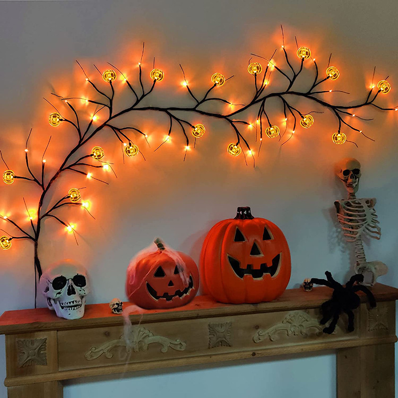 Pumpkin Decoration Halloween LED Willow Vine String Light