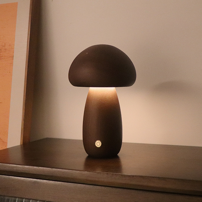 INS Wooden Mushroom LED Night Light - Image 5