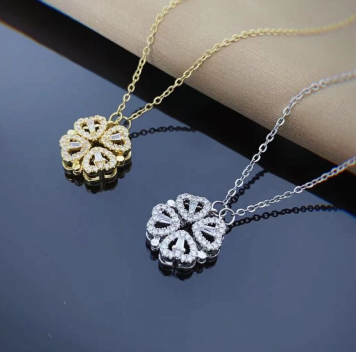 Retro Magnetic Folding Heart Shaped Pendant Necklace For Women - Image 6