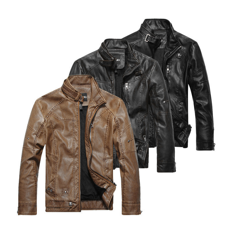 Slim-fitting Biker PU Leather Coat