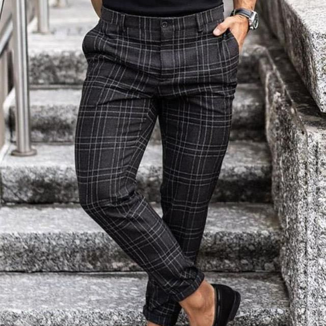 Plaid Print Men's Casual Trousers