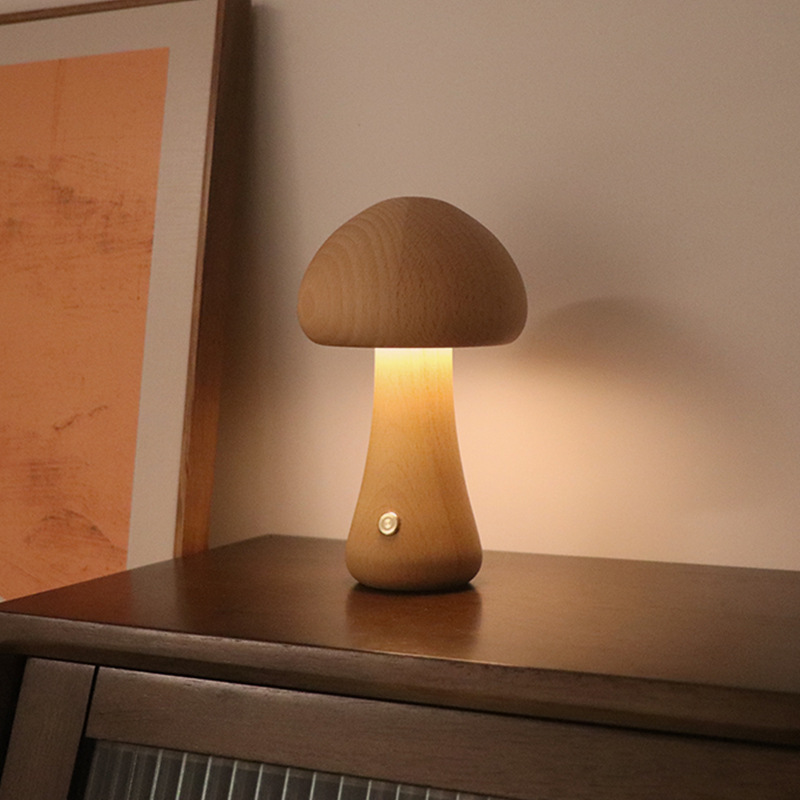INS Wooden Mushroom LED Night Light - Image 8