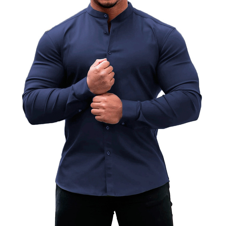 Solid Color Mens Long Sleeves Shirt - Image 5