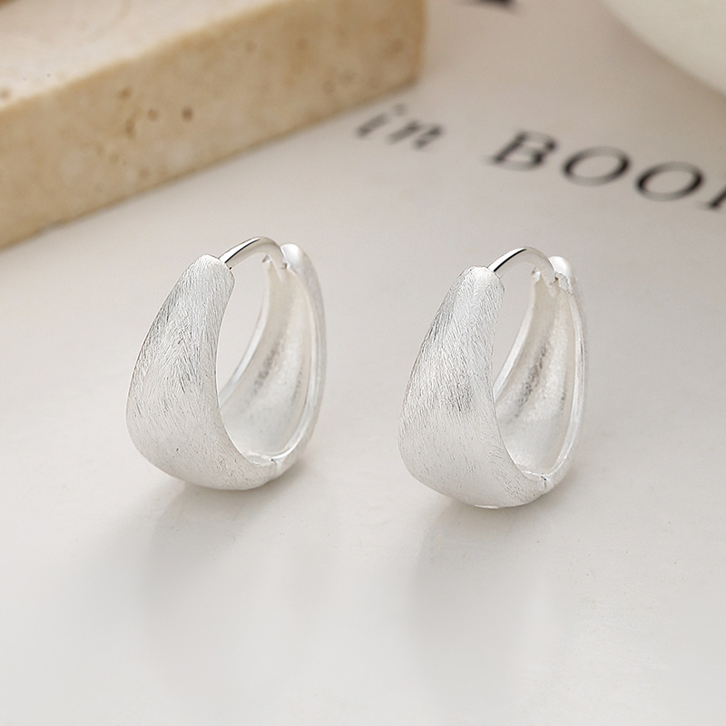 Brushed Silver Stud Earrings