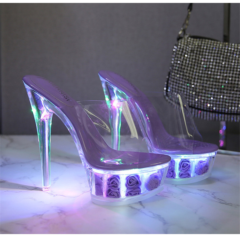 Stylish Illuminating Pvc Transparent Slippers