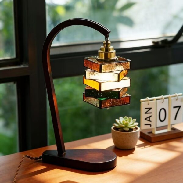 Rustic-style Solid Wood Bedside Table Lamp.