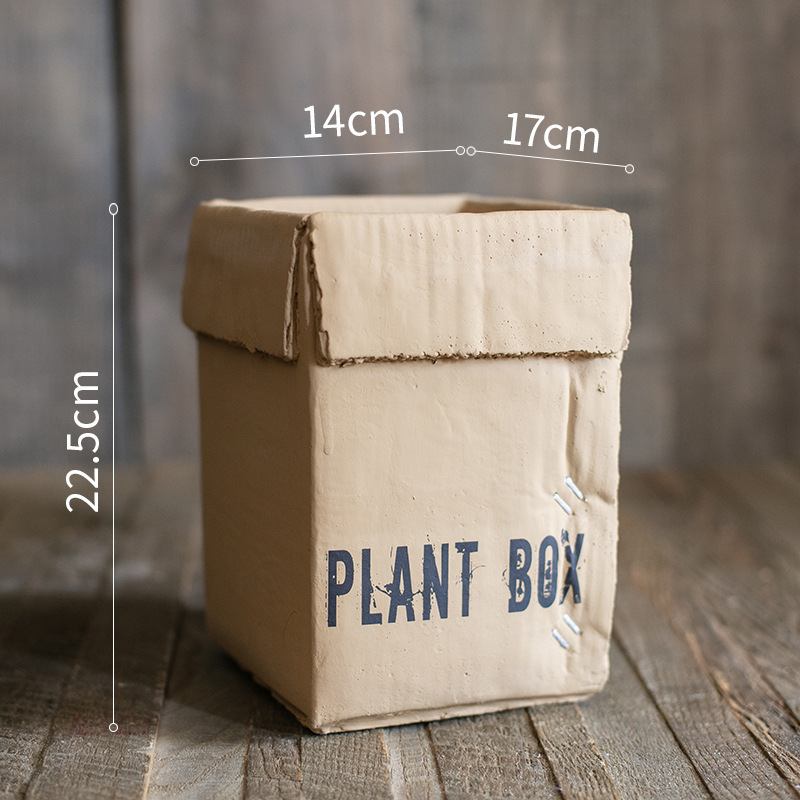 Cement Brown Paper Flowerpot - Image 10