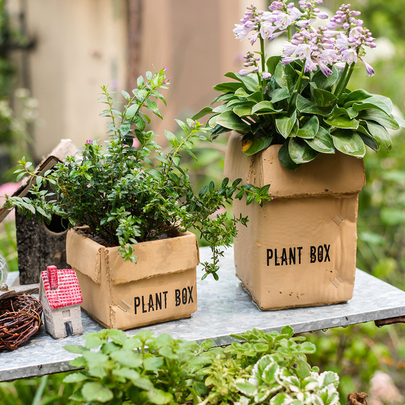 Cement Brown Paper Flowerpot