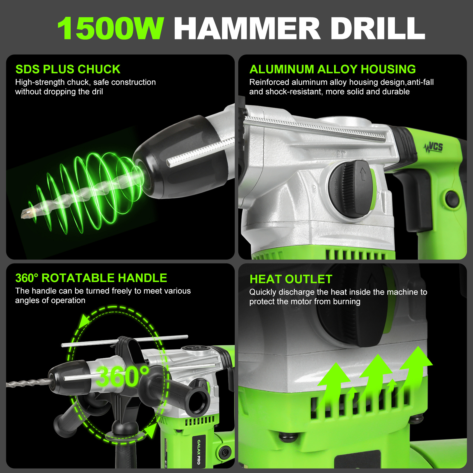 4 In 1 Functions Heavy Duty Electric Hammer Drill - Image 4