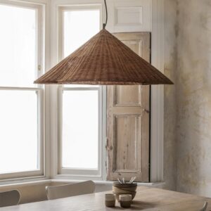 Rattan-weaved Tea Room Ceiling Lamp.
