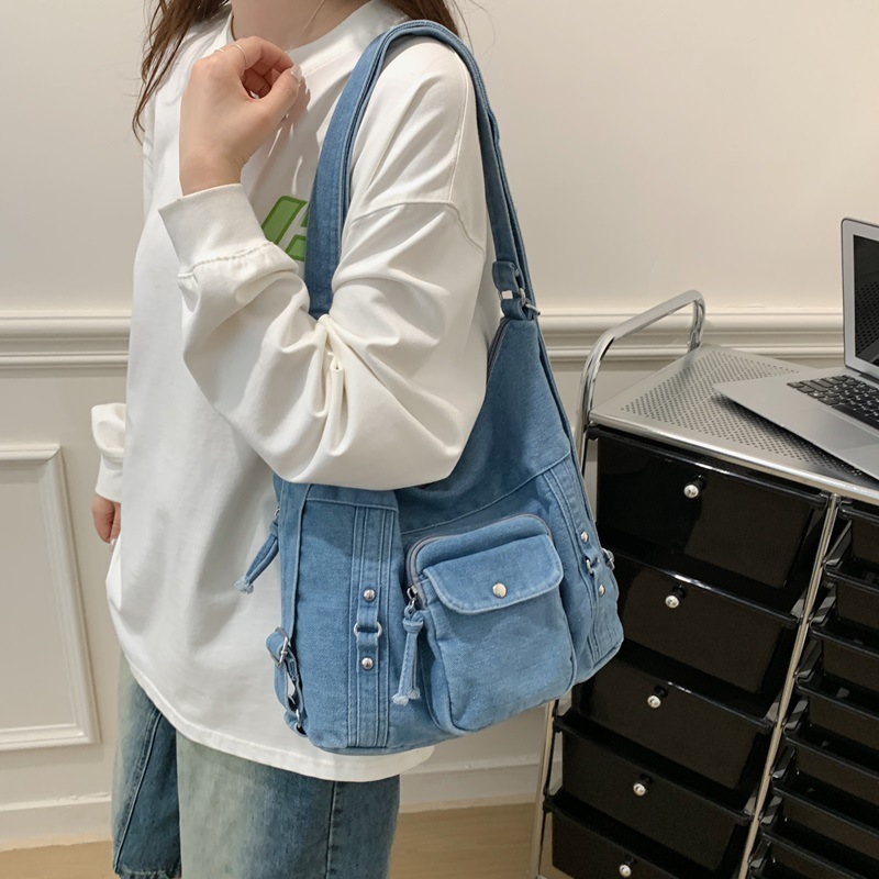 Versatile Casual Denim Jeans Bag . - Image 3