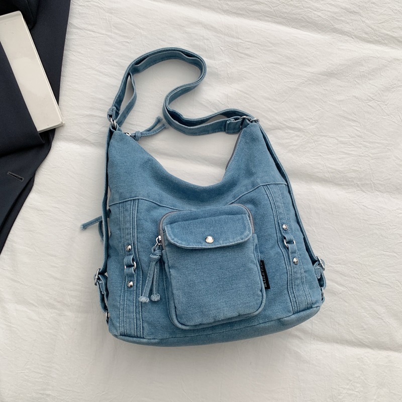 Versatile Casual Denim Jeans Bag . - Image 2