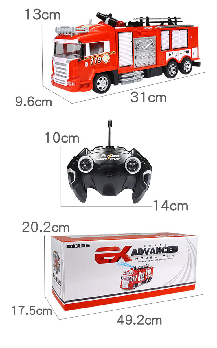 Remote Control Water Spray Sound and Light Fire Truck - Image 6