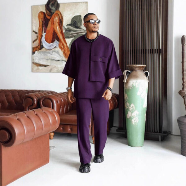 African Men's Ethnic Suit ( Deep Purple)