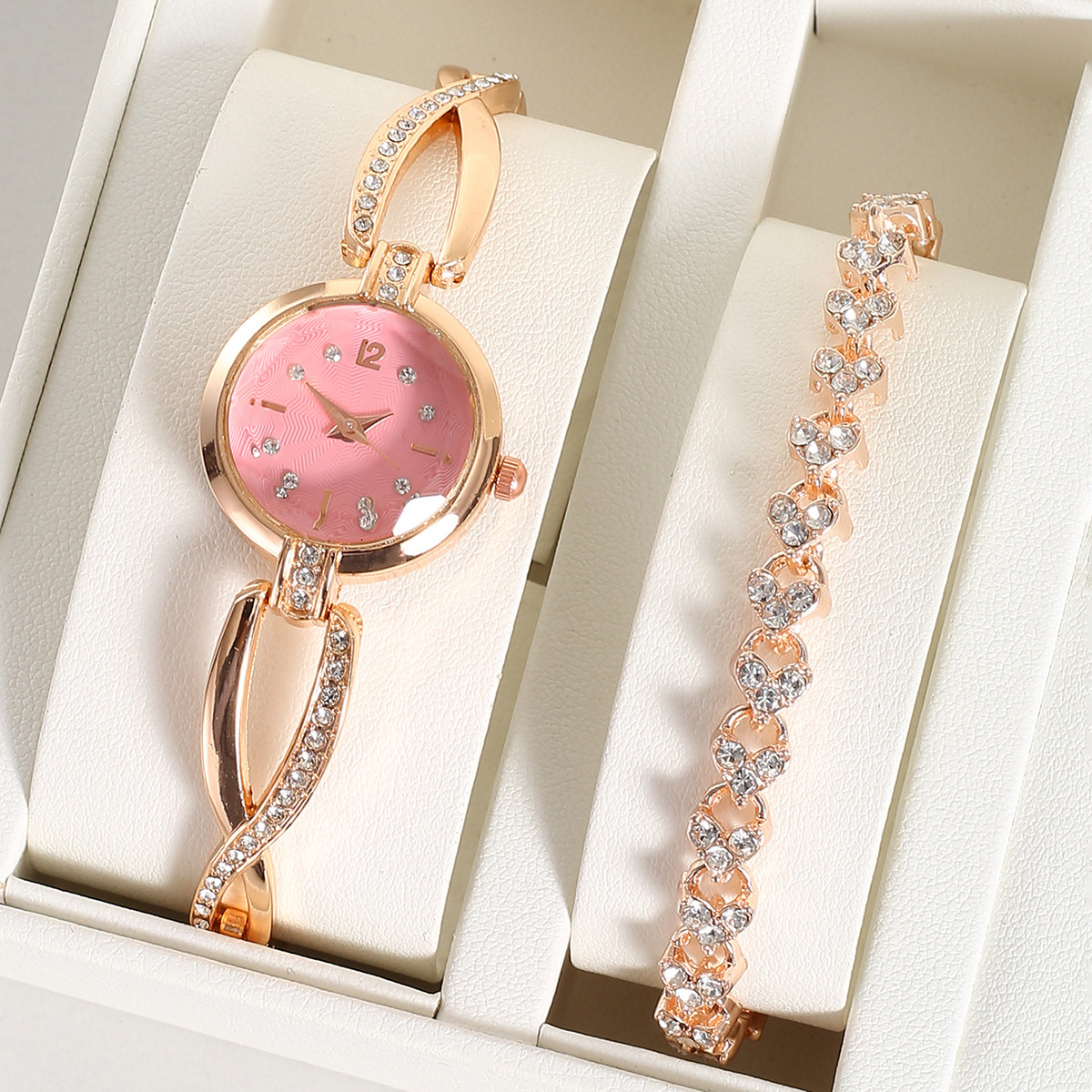Women's 2-Piece Set Luxury Quartz Watch and Bracelet