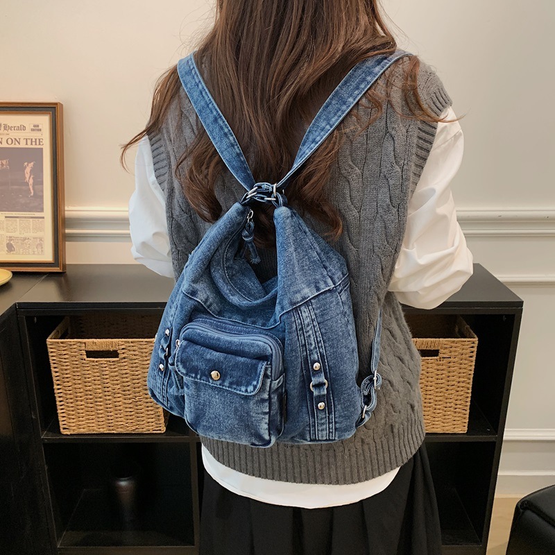 Versatile Casual Denim Jeans Bag .