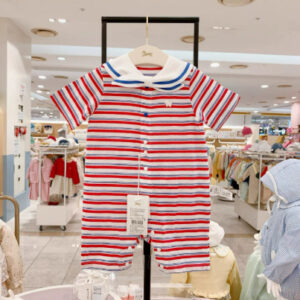 Baby's Pure Cotton Cartoon Striped Onesie