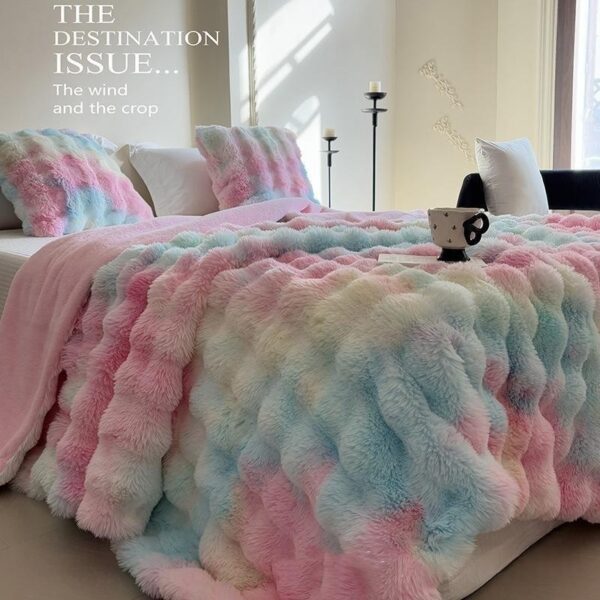 Velvet Rabbit Bubble Thickened Nap Blanket
